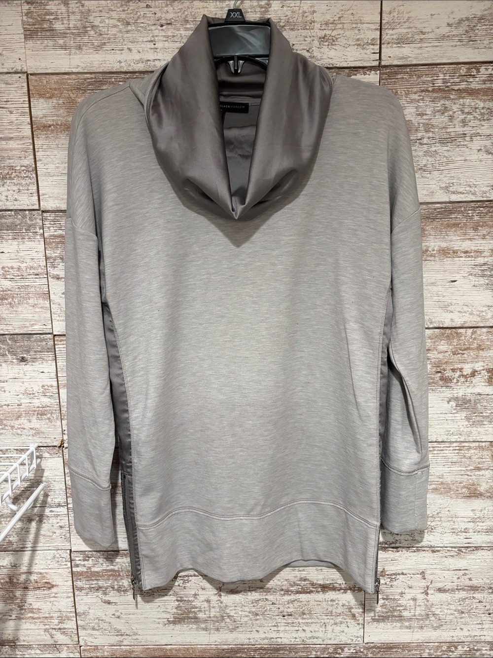White House Black Market Women's Gray Cowl-Neck Pullover